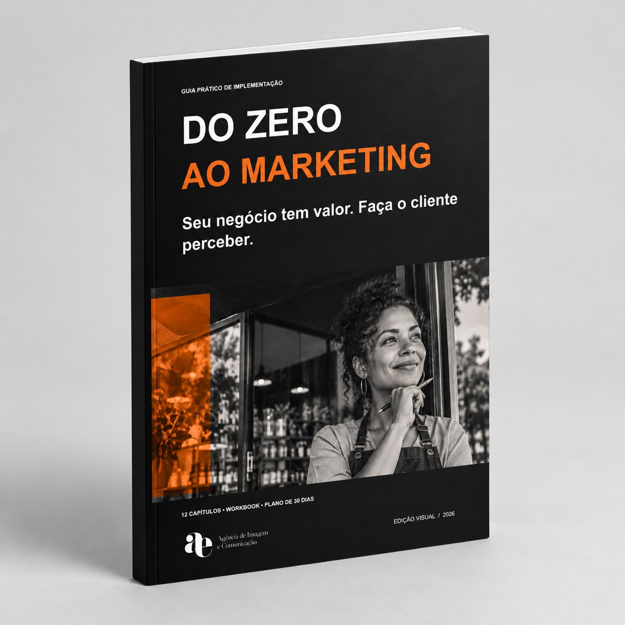Mockup ilustrativo do e-book digital da série Do Zero ao Marketing